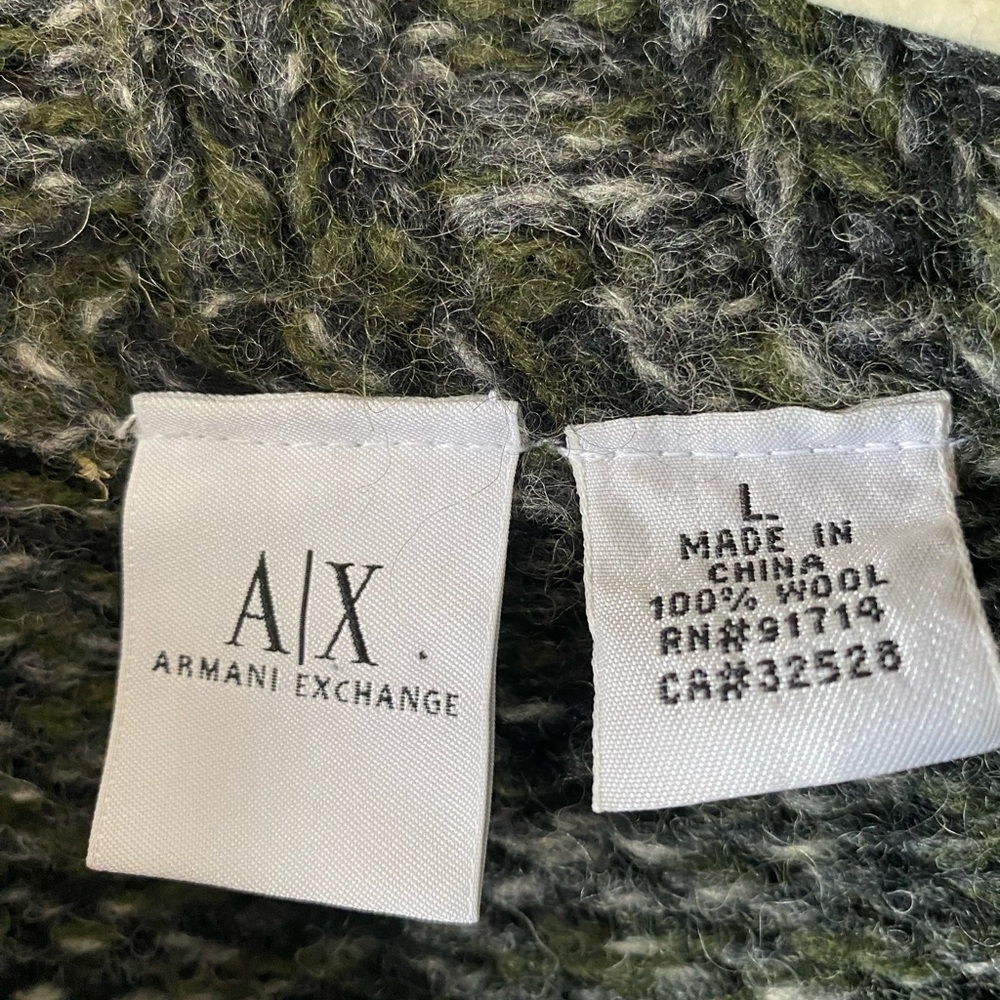 Armani Exchange Green and Gray Wool Knit cardigan size L - Picture 2 of 12